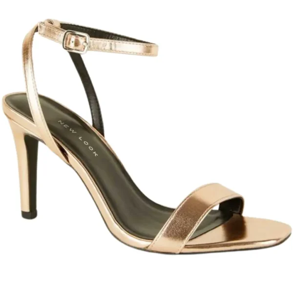 New Look Wide Fit Rose Gold Metallic Heeled Sandals