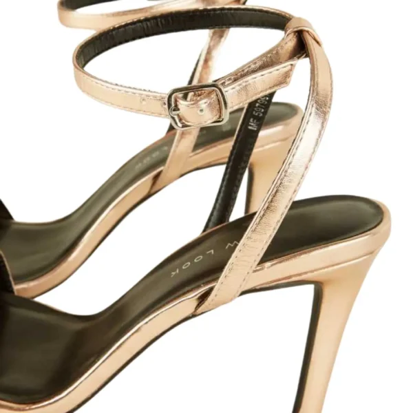 New Look Wide Fit Rose Gold Metallic Heeled Sandals