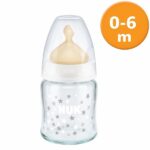 NUK First Choice Plus Glass Bottle 120ml with Latex Teat 0-6m