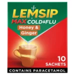 Lemsip Max Cold & Flu Honey & Ginger Flavour Sachets (Pack of 10)