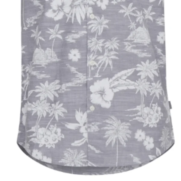 NEXT Grey Slim Fit Hawaiian Leaf Print Shirt