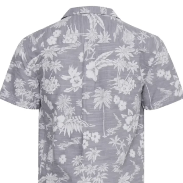NEXT Grey Slim Fit Hawaiian Leaf Print Shirt
