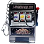 Mini Fruit Machine Slot Machine Key Chain Retro(Black)