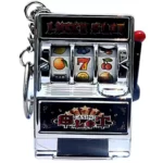 Mini Fruit Machine Slot Machine Key Chain Retro(Silver)