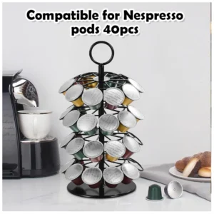 40 Coffee Pods Rotating Holder Stand for Nespresso Orginal