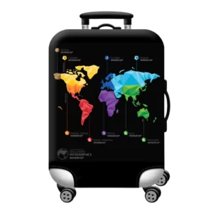 Black Rainbow Map Travel Luggage Cover