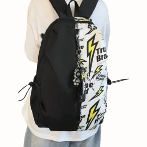 Casual Large Capacity Lightning Bolt Print Backpack