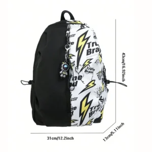Casual Large Capacity Lightning Bolt Print Backpack