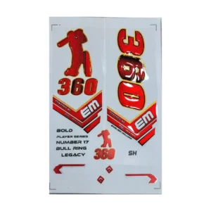 EM 360 Player Series 3D Embossed Cricket Bat Sticker (Red)