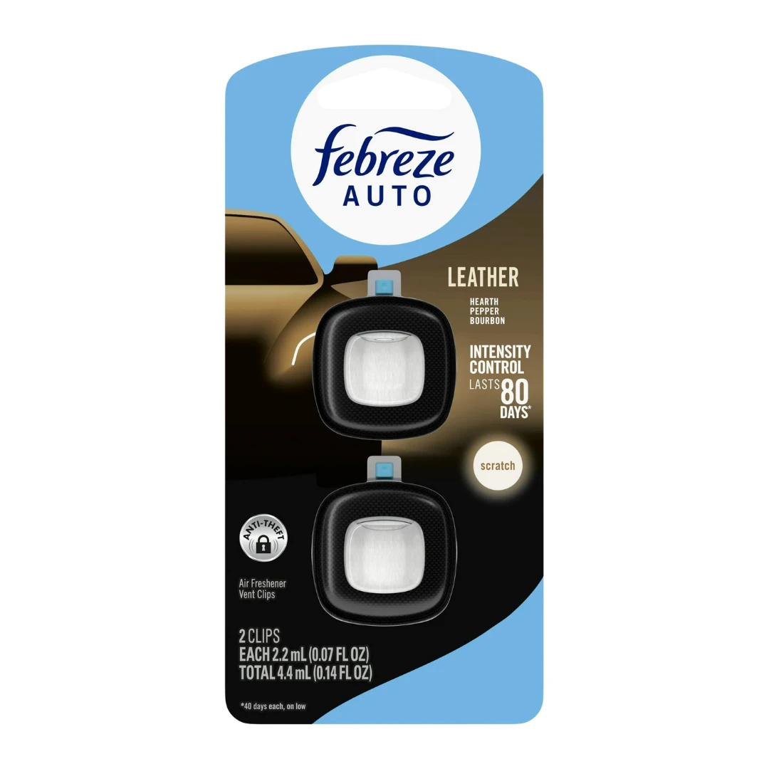 Febreze Auto Air Freshener Vent Clip Leather Scent