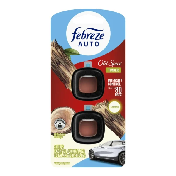 Febreze Auto Air Freshener Vent Clip Old Spice Timber Scent (Sinlge Clip)