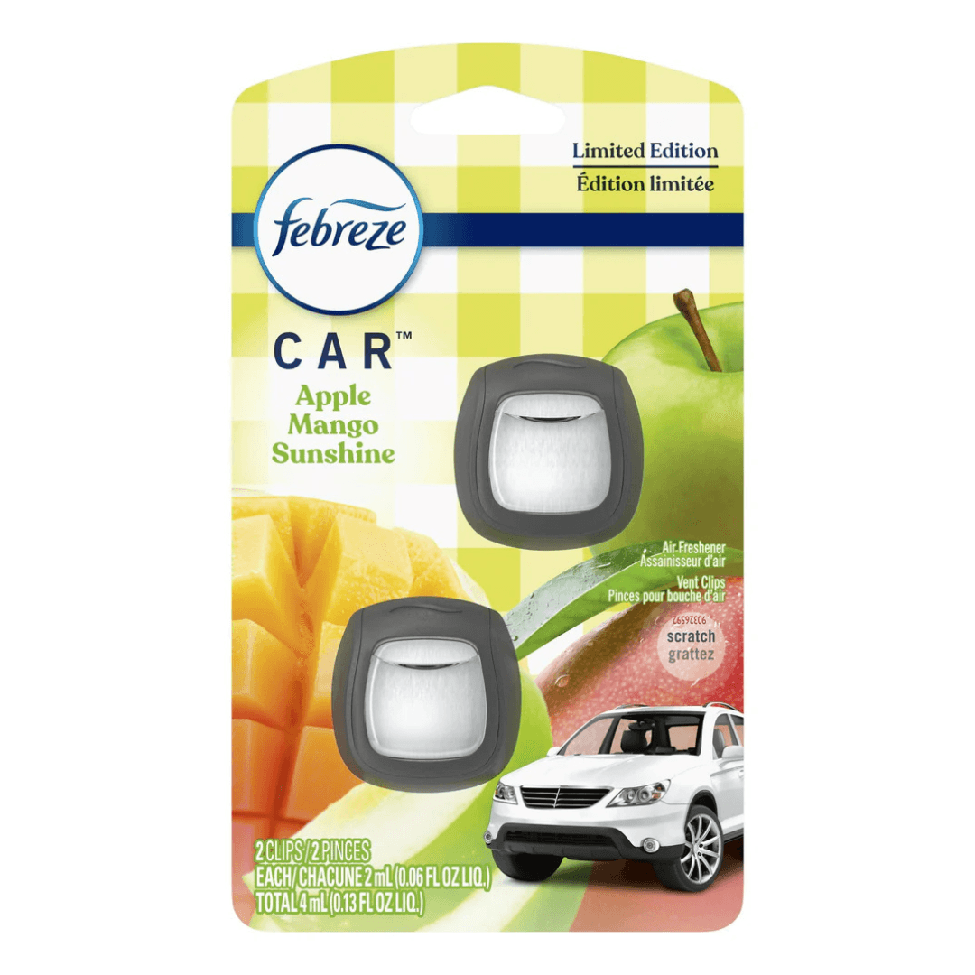 Febreze Car Air Freshener Vent Clip Apple Mango Sunshine Scent
