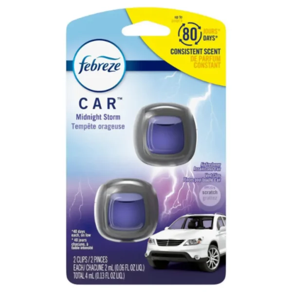 Febreze Car Air Freshener Vent Clip Midnight Storm Scent