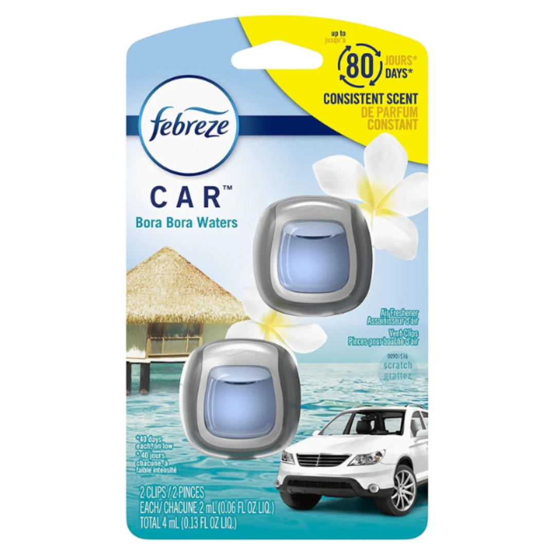 Febreze Car Air Freshener Vent Clips with Bora Bora Waters Scent