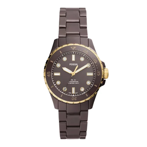 Fossil FB-01 Three-Hand Brown Ceramic Women's Watch