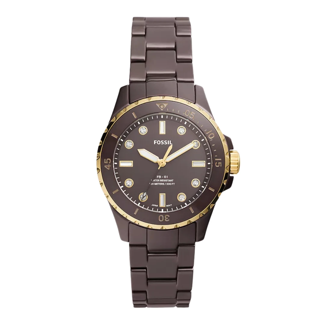 Fossil FB-01 Three-Hand Brown Ceramic Women's Watch