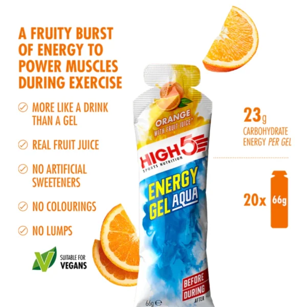 High5 Energy Gel Aqua - Orange 66g - Image 2