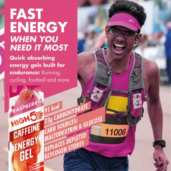 High5 Energy Gel - Raspberry Caffeine 40g - Image 3