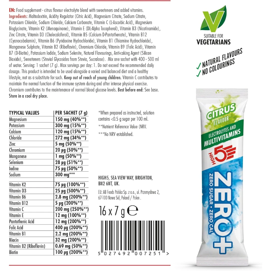 High5 Zero+ Electrolyte Multivitamin Drink Mix Sachet 7g (Citrus)
