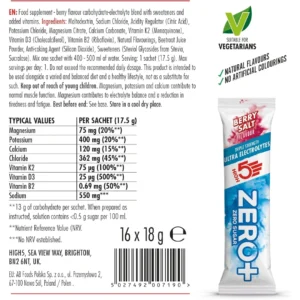 High5 Zero+ Triple Strength Ultra Electrolytes Drink Mix Sachet 17.5g (Berry Salt)