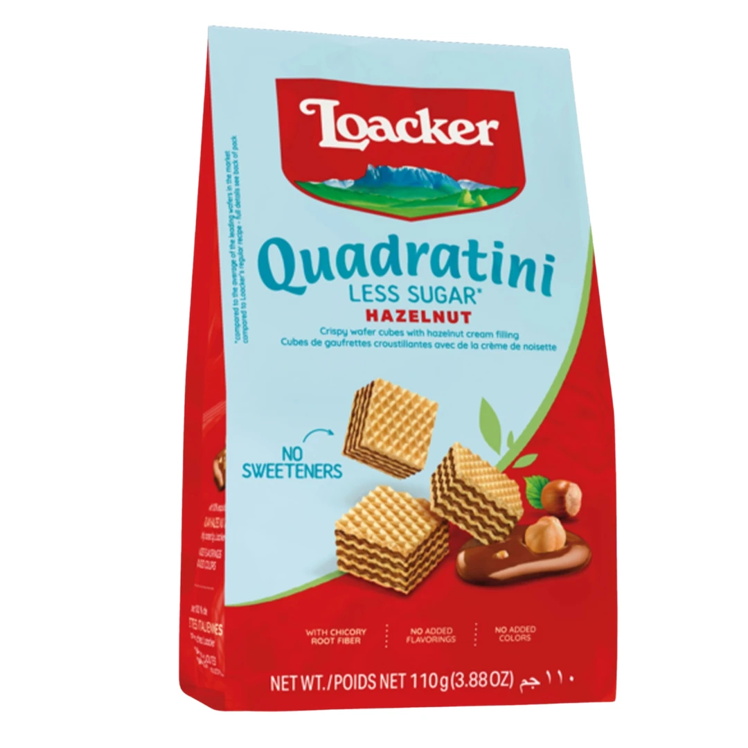 Loacker Less Sugar Quadratini Hazelnut 110gm