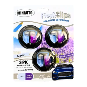 Minauto Fresh Clips Linen & French Lavender Scented 2-in-1 Car Air Freshener (3-Pack)