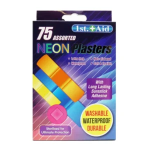 Neon Assorted Washproof Kids Plasters (75 Strips)