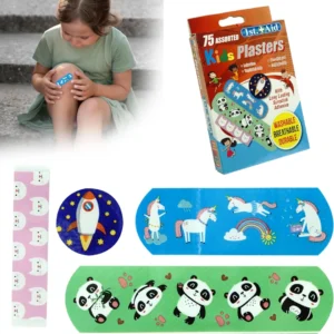 Neon Assorted Washproof Kids Plasters (75 Strips)