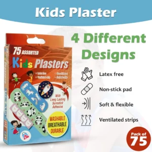 Neon Assorted Washproof Kids Plasters (75 Strips)