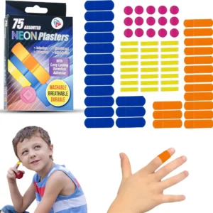Neon Assorted Washproof Kids Plasters (75 Strips)