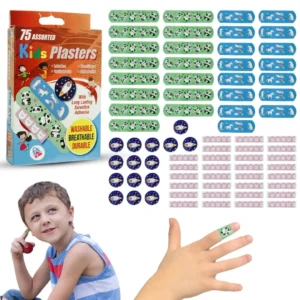 Neon Assorted Washproof Kids Plasters (75 Strips)