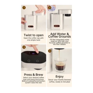 Portable Professional Espresso Coffee Maker Compatible with Nespresso Original, Vertuo & Ground Coffee