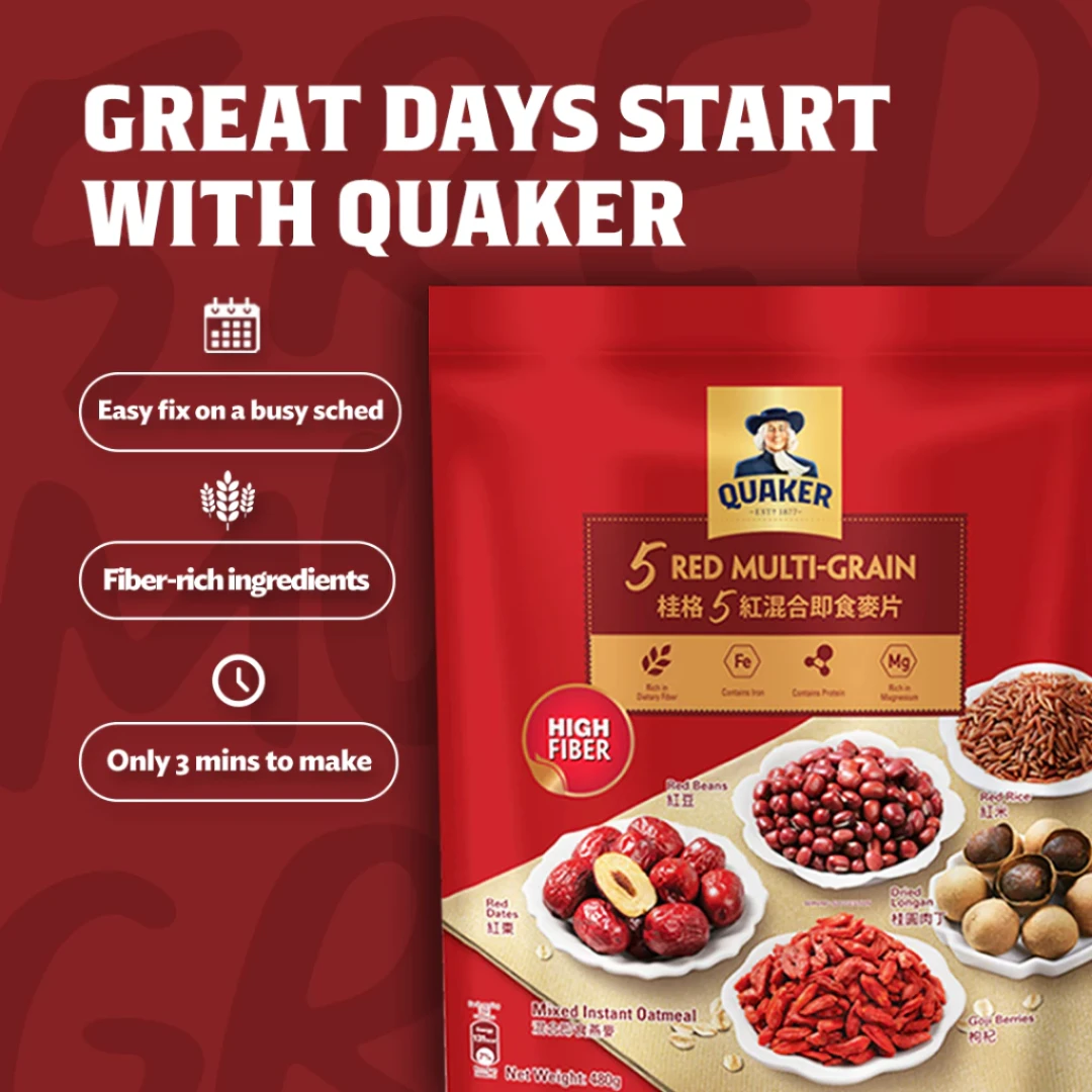 Quaker 5 Red Multi-Grain Instant Oatmeal 540g