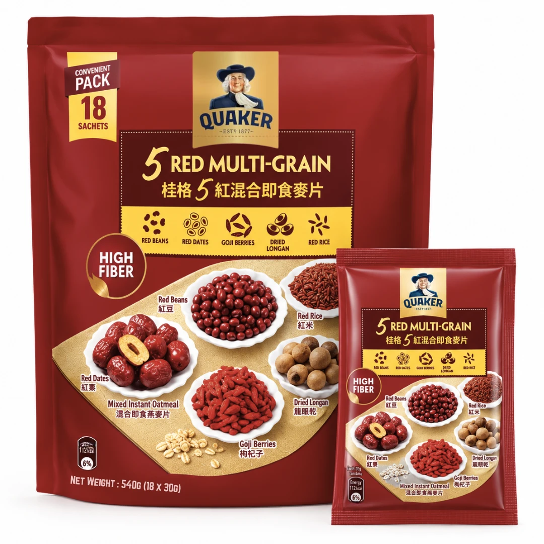 Quaker 5 Red Multi-Grain Instant Oatmeal 540g