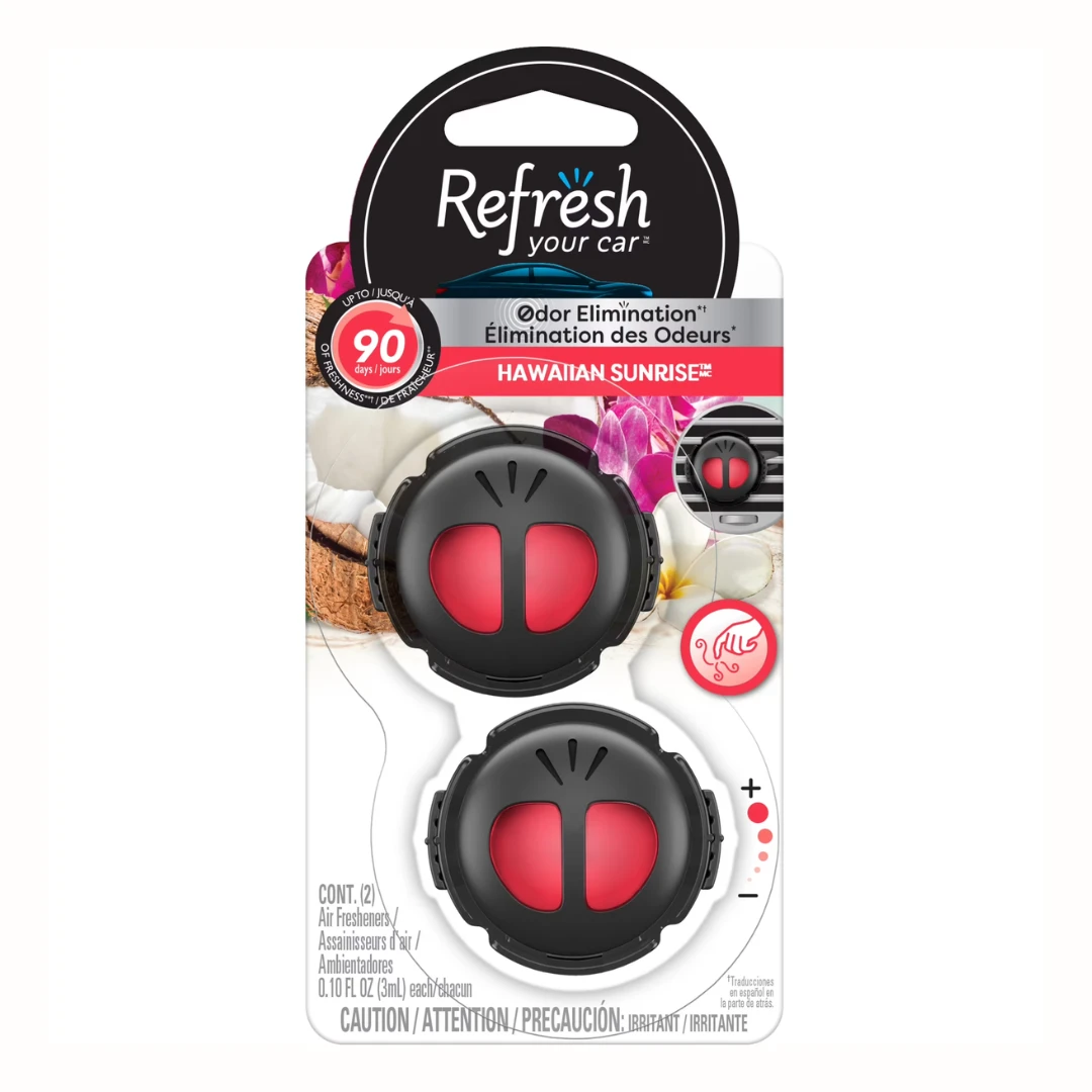 Refresh Your Car Mini Diffuser Vent Clip Car Air Freshener Hawaiian Sunrise Scent