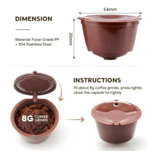 Reusable Coffee Capsule Filter Compatible with Dolce Gusto Machines