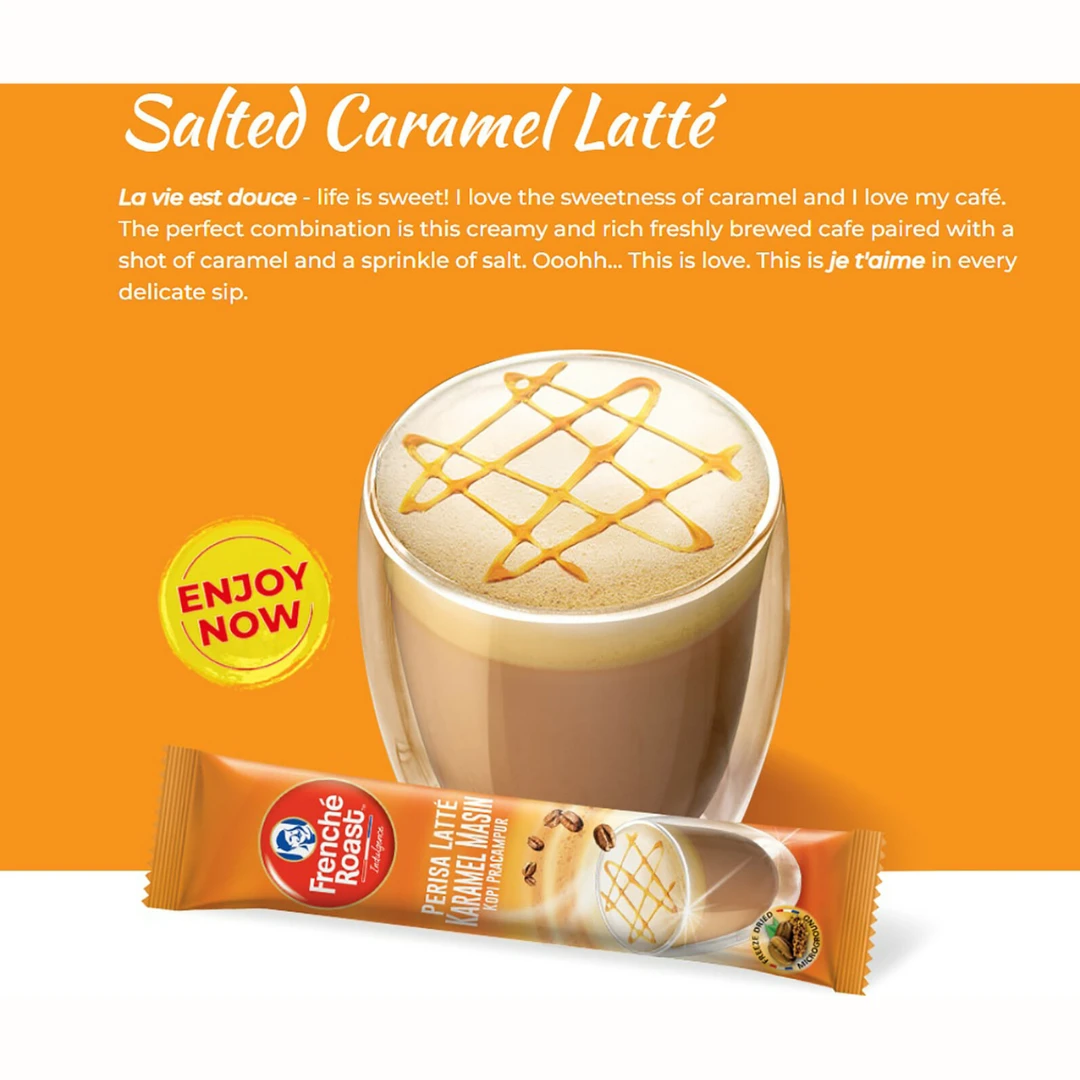 Salted Caramel Latte Frenché Roast Indulgence Instant Coffee Sachets