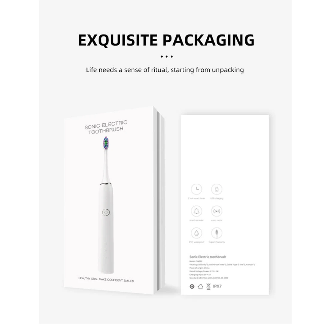 Sonic Electric Rechargeable Toothbrush (White) - Image 5