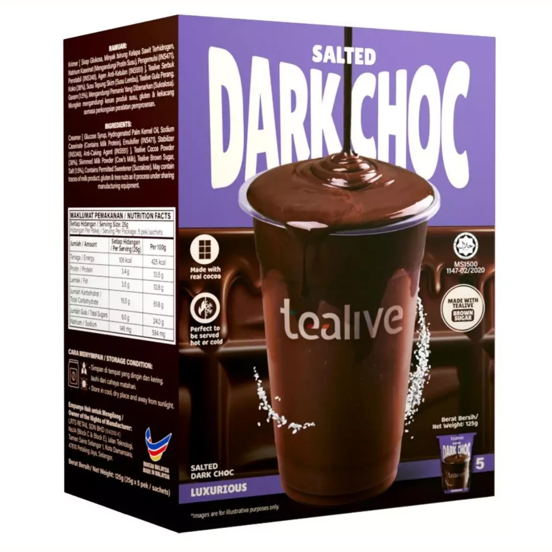 Tealive Salted Dark Chocolate Instant Drink Mix Sachets