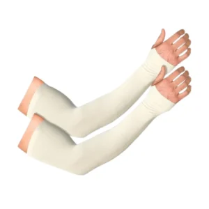 UPF 50+ Ice Silk UV Protection Cooling Arm Sleeves (Off-White)
