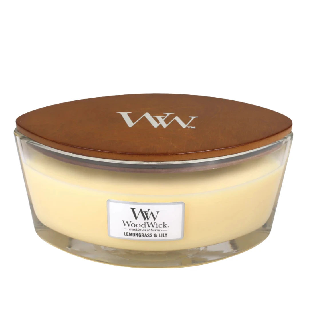Wood Wick Ellipse Jar Lemongrass & Lily Candle (453.6g)