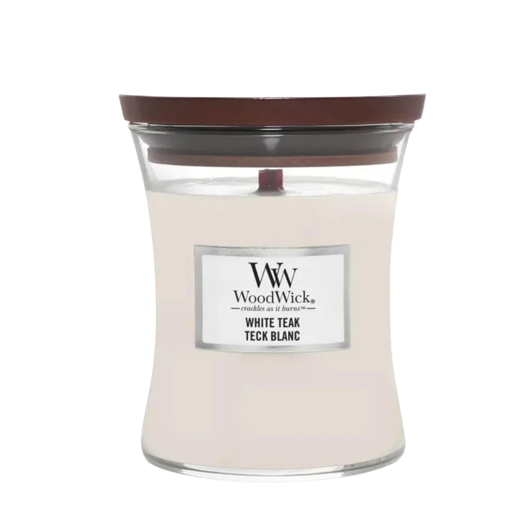 Wood Wick Midium Jar White Teak Candle (275g)