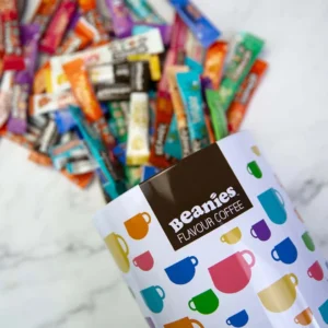 Beanies Instant Coffee Sachets in Coffee Cup Design Tin