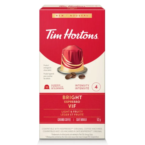 Bright Espresso Tim Hortons Nespresso Coffee Pods