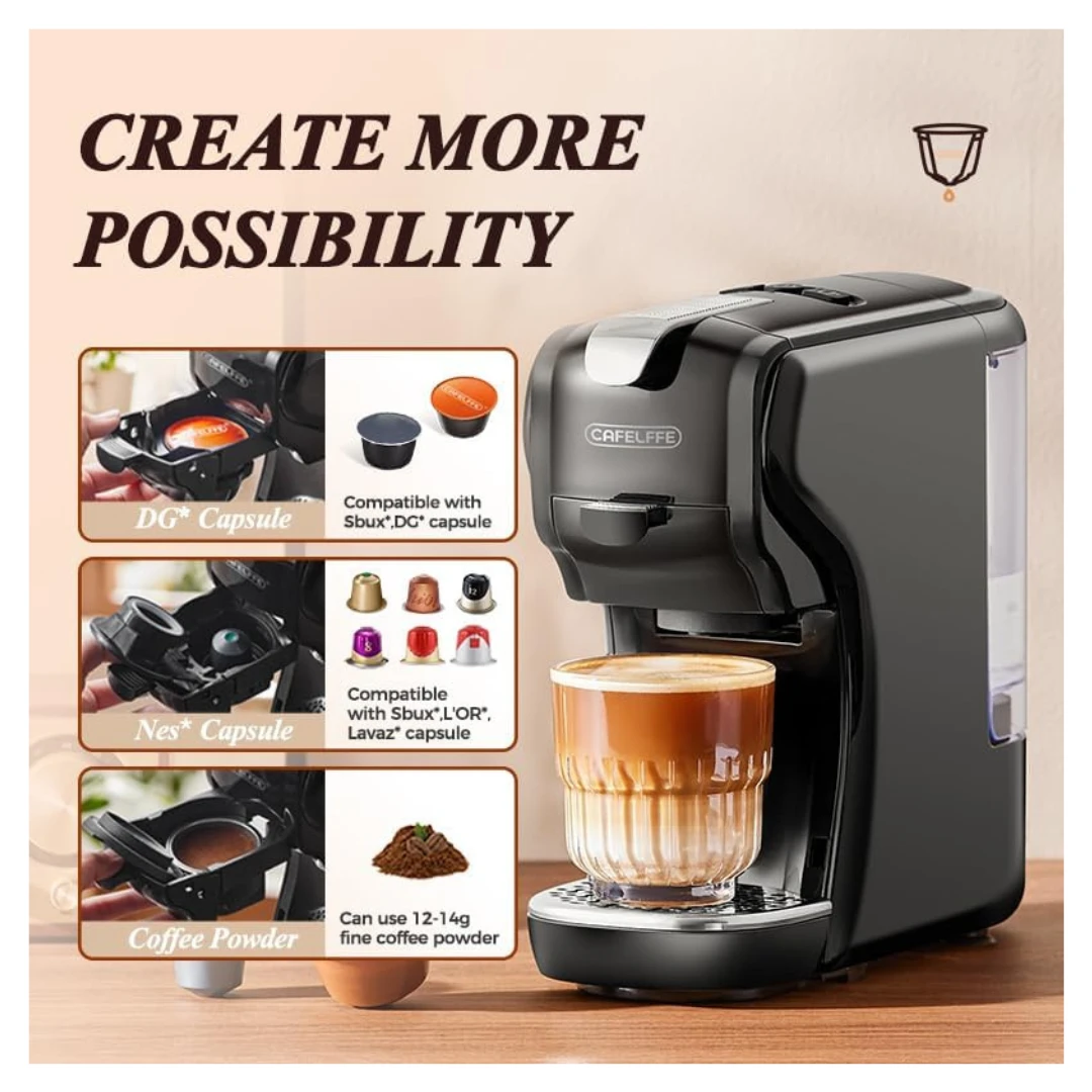 Cafelffe 3 in 1 Multiple Capsule Coffee Machine (Black)