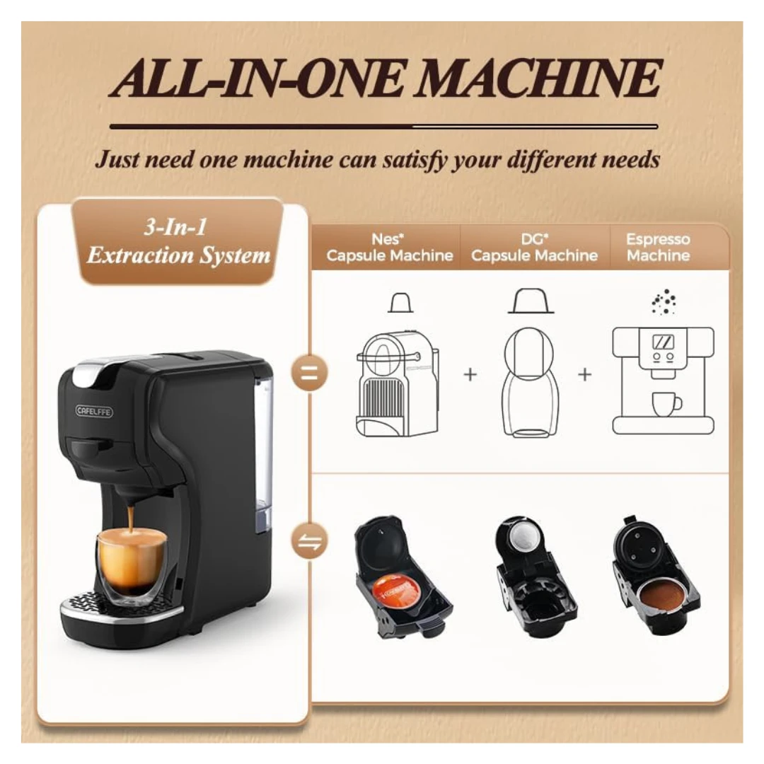 Cafelffe 3 in 1 Multiple Capsule Coffee Machine (Black)