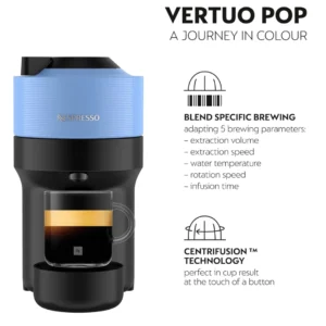 Nespresso Vertuo Pop Capsule Coffee Machine, Pacific Blue