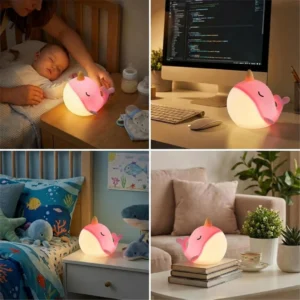Pink Narwhal Night Lamp