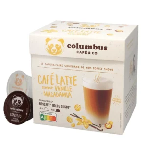 Vanilla Macadamia Flavour Cafe Latte Columbus Café Dolce Gusto Pods