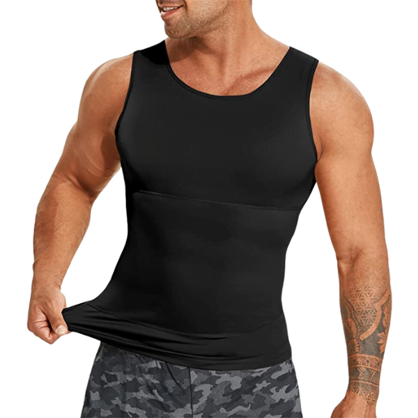 Mens Slimming Body Shaper Vest Chest Compression Moobs T-Shirt Tank Top  Workout
